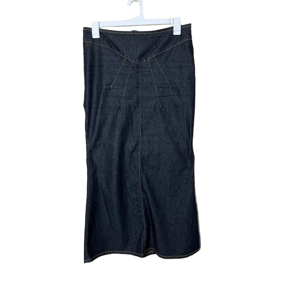 Bisou Bisou Dark Wash Contrast Stitching‎ Maxi Length Denim Skirt Size 12